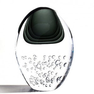 Murano Glass Bubble Vase: Black & Clear, Trademark of Origin
