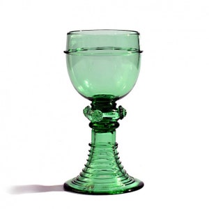 Green Murano Glass Medieval Goblet: Venetian Calice