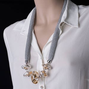 Murano Glass Necklace: Silver & Gold Leaf Blown Glass Beads, Made in Italy