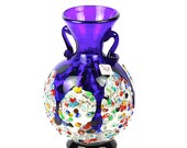 Murano glass vase - blue glass amphora - modern glass vase - handcrafted glass vase - TRADEMARK OF ORIGIN - Ida