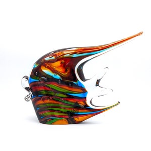 Murano Glass Fish Statue, Glass Marine Sculpture, Blue Fish Glass Sculpture, Fish Statue, Made in Italy, TRADEMARK OF ORIGIN