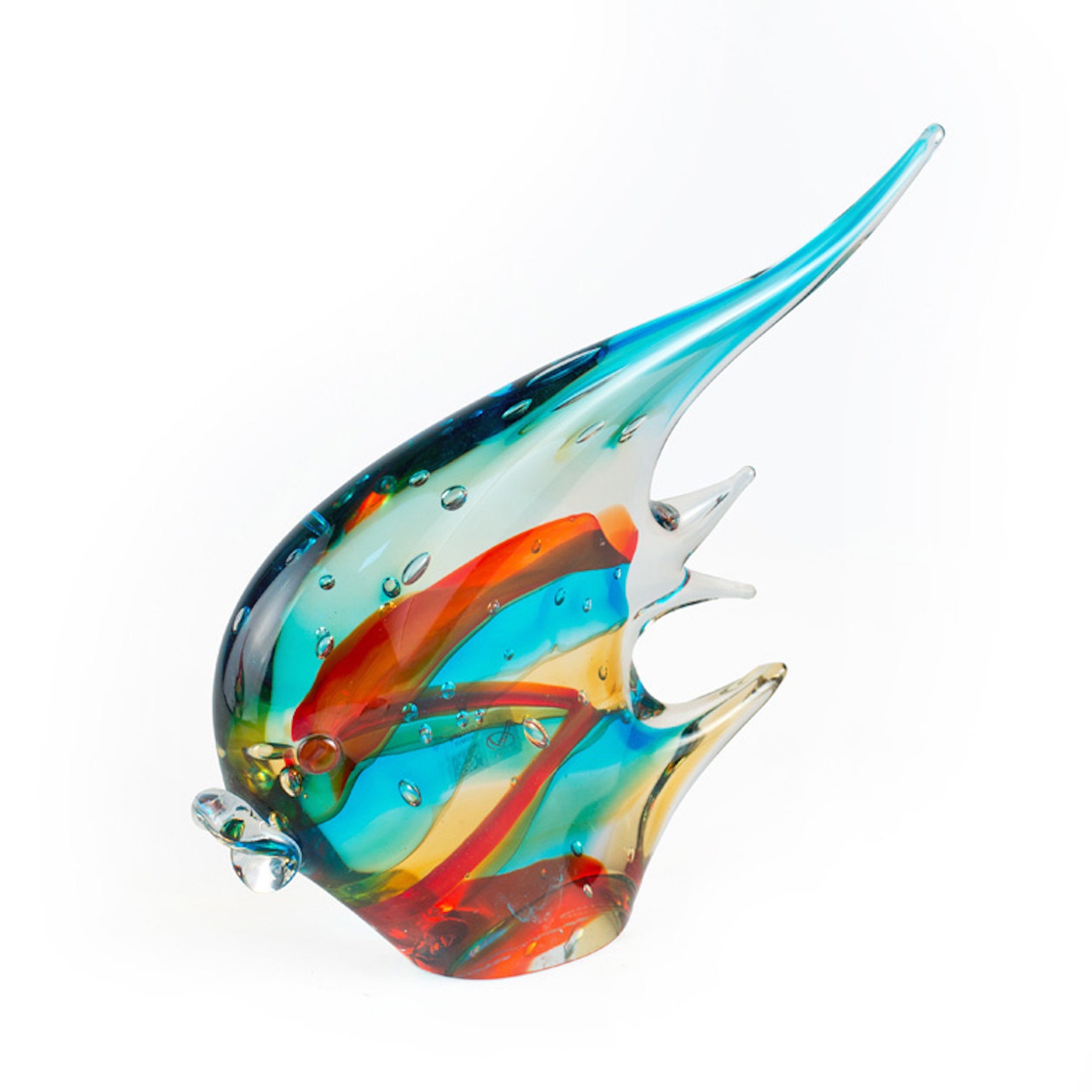 Murano Glass Fish Statue Glass Marine Sculpture Blue Fish Etsy