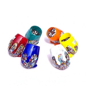 Murano Glass Tumblers Set: Multicolor Murrine, Hand-Blown Italian Glassware