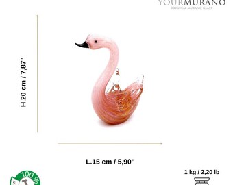 手作りのピンクのムラーノガラスの白鳥のペア：ベネチアンアートガラス