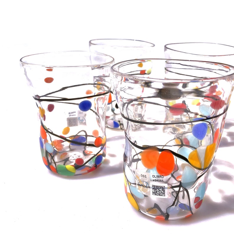 Murano Glass Tumblers Set Colored Drinking Glasses Modern Etsy