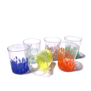 Handcrafted Murano Glass Tumblers: Multicolor Italian Glassware Set