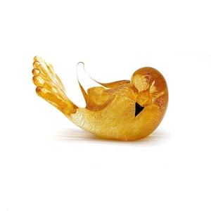 Murano Glass Bird Sculpture: Handcrafted Venetian Gold Leaf Figure