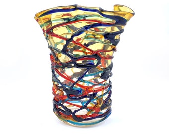 925シルバーを使用したハンドメイドのムラーノガラス製アート花瓶