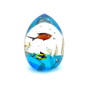 Murano Glass Sculpture, Tropical Fishes in Acquarium, Handmade in Italy, Trademark of Origin, Made in Italy, Original Murano Glass