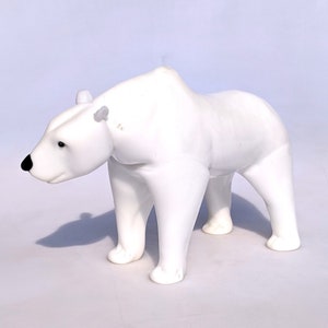 Murano Glass White Bear Sculpture: Handmade Italian Decor