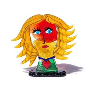 Murano Glass Female Face Sculpture: Modern Art, Made in Italy