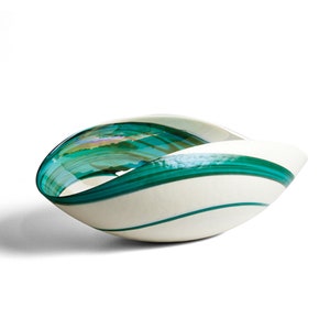 Handmade Murano Glass Bowl: Green Water Centerpiece