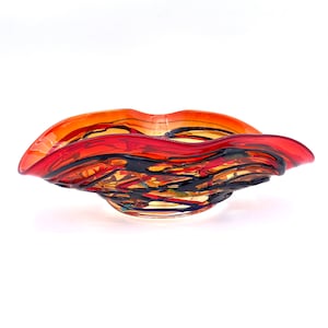 Handmade Murano Glass Red Centerpiece Bowl: Modern Italian Design