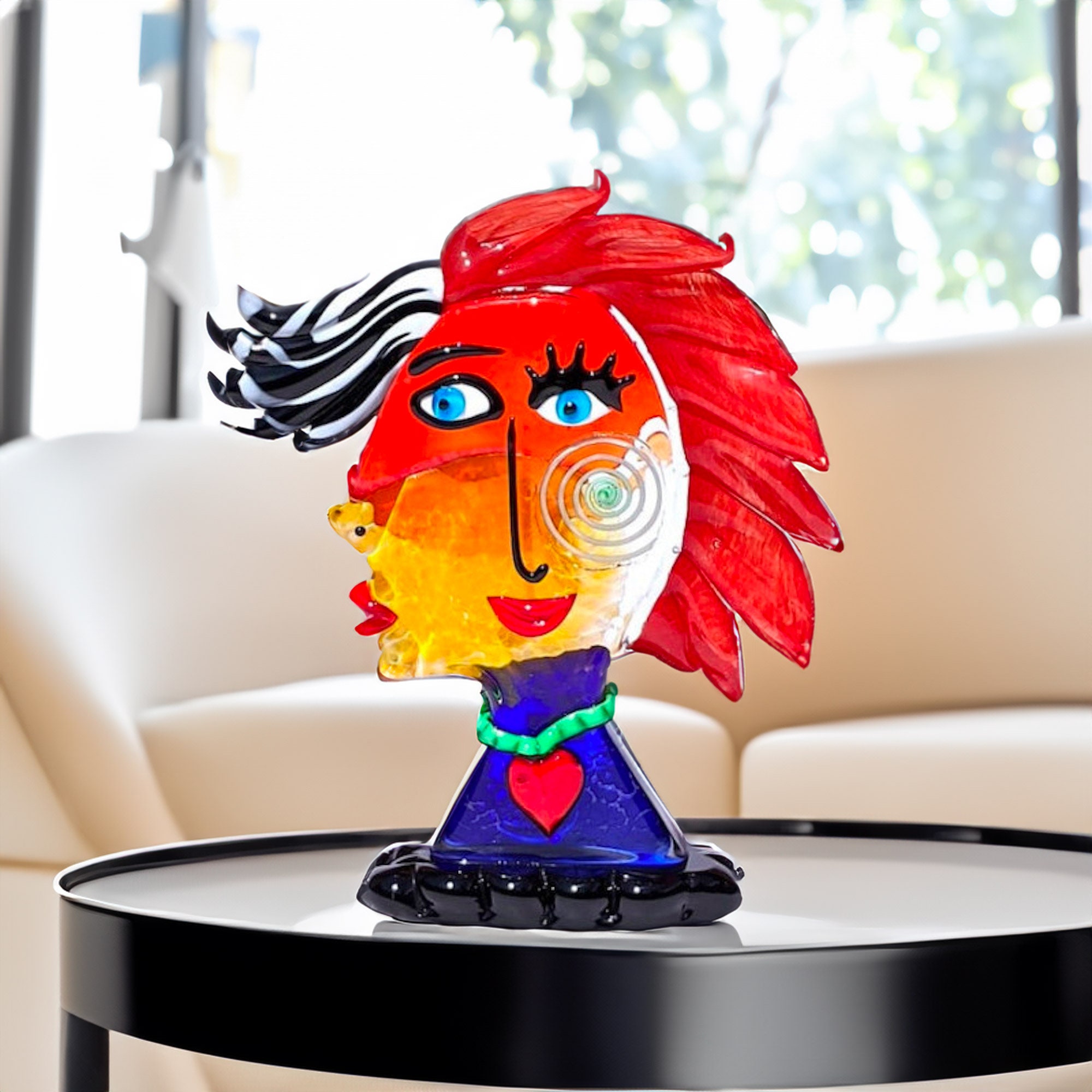 ムラーノガラス 卒業生 フィギュア ムラーノスタイルアートガラスタツノオトシゴ彫刻 - 7.5インチブルー