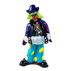 Murano Glass Clown Sculpture: Venetian Accordion Figurine