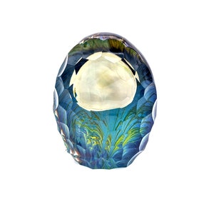 Murano Glass Oval Sculpture: Marine-Themed Blown Glass Art