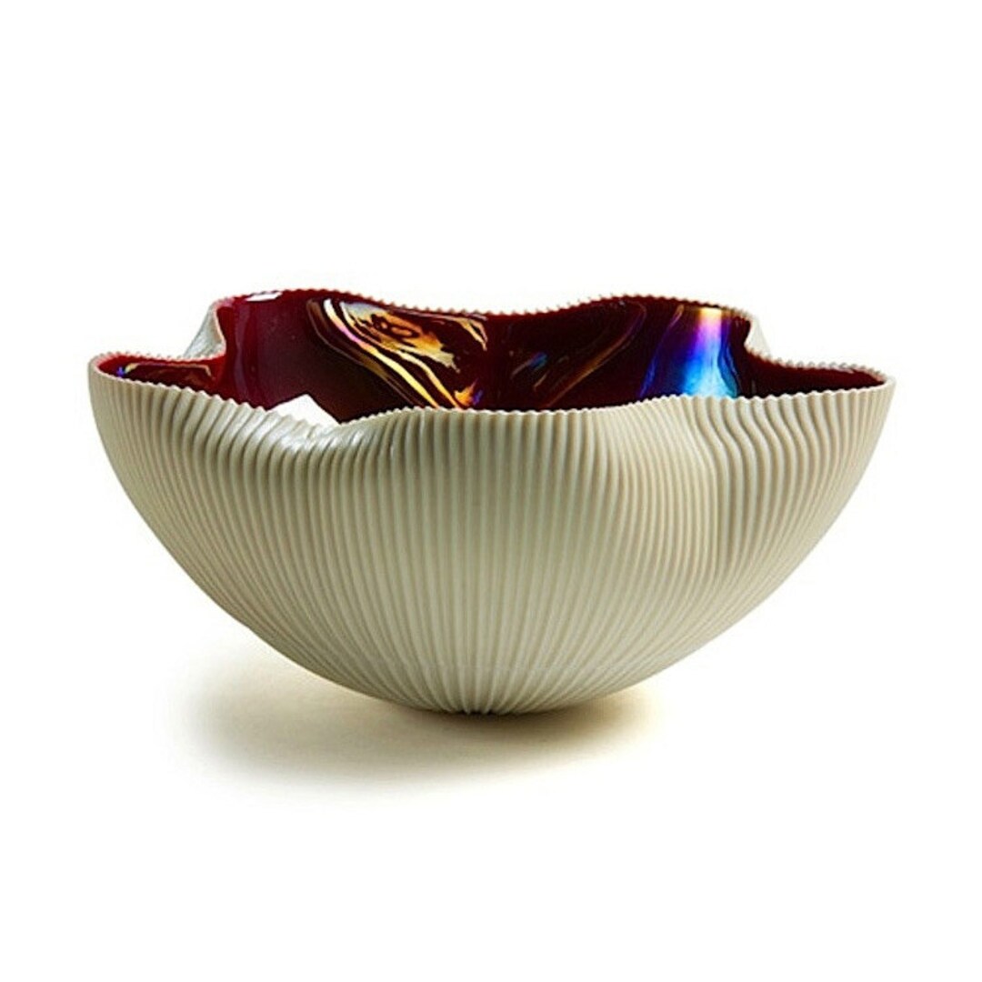 Murano Glass Bowl White Modern Genuine Italian Piece Etsy