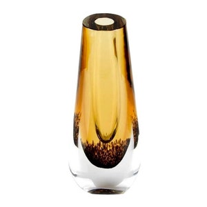 Murano Glass Decorative Vase, Amber and Yellow Glass, Handmade Italian Vase, Tall Vase, Design Vase, Gift Idea, Trademark of Origin