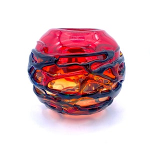 Red Murano Glass Vase: Spherical Italian Home Decor