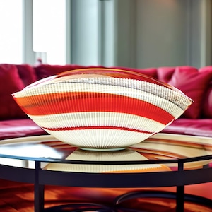 Handmade Murano Glass Bowl: Red & White Centerpiece