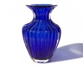 Classic blue amphora in blown glass, Murano glass, handmade, home decor