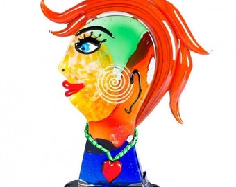 Murano glass sculpture,  Picasso face blown glass, modern glass sculpture, contemporary glass statue, human statue, TRADEMARK OF ORIGIN