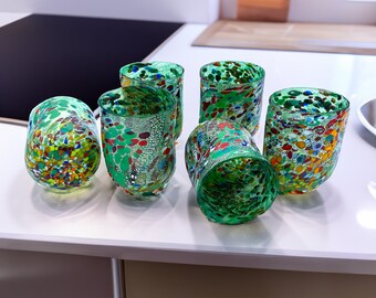 ムラーノグラスセット：ベネチアン吹きガラスタンブラー - Etsy 日本