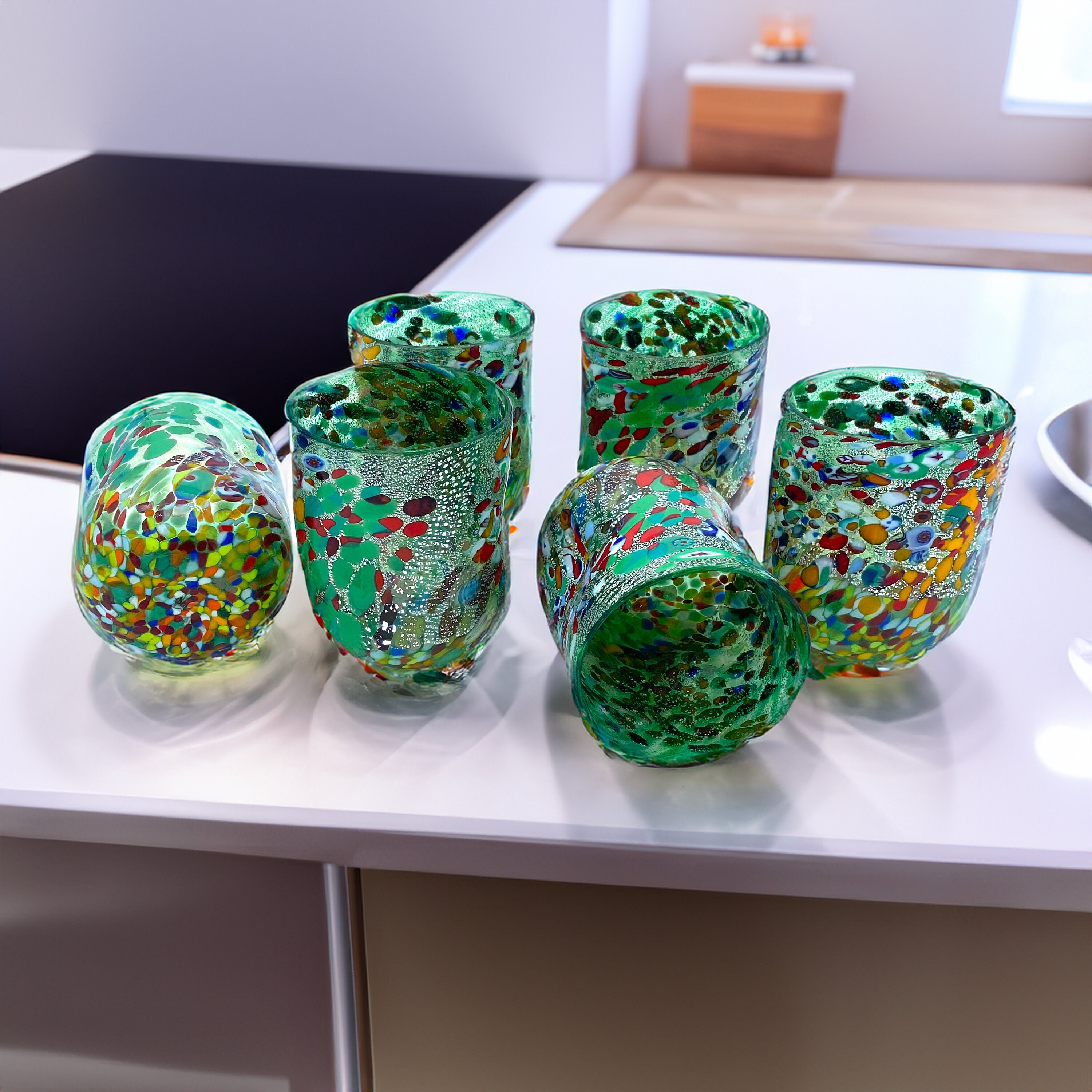 ムラーノグラスセット：ベネチアン吹きガラスタンブラー - Etsy 日本