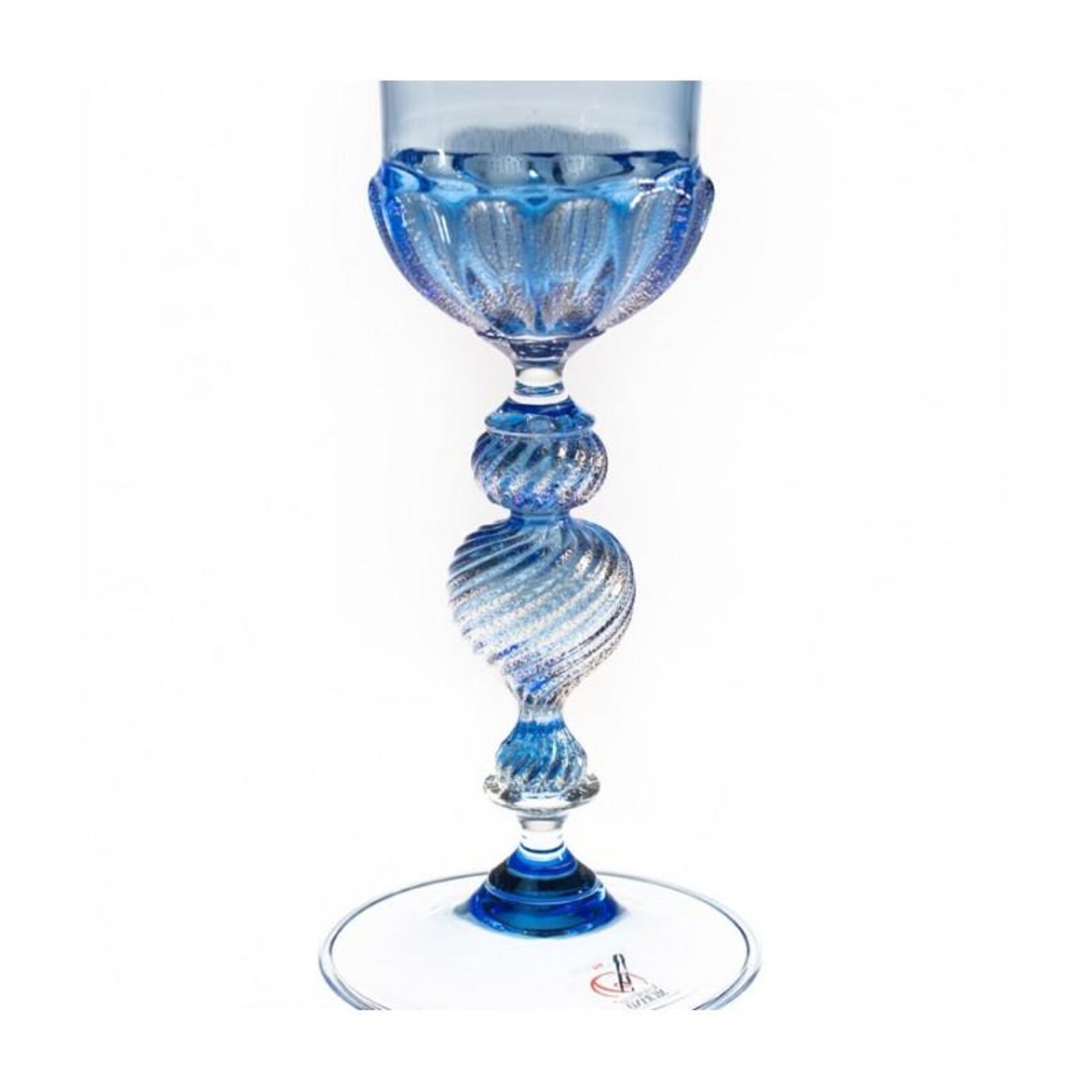 Handmade Murano Glass Goblet: Blue With Gold Leaf Details - Etsy
