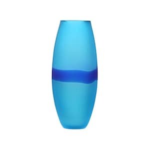 Murano Glass Decorative Vase, Aquamarine and Blue Glass, Small Elongated Blow Vase, Handmade Vase, Design Vase, Trademark Of Origin