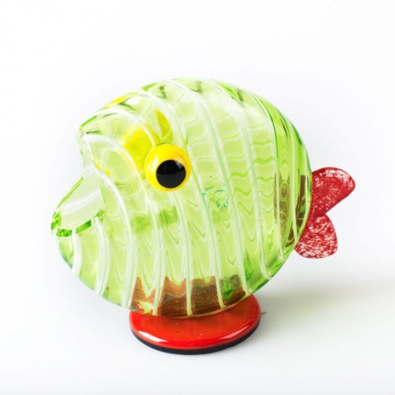 Murano Glass Fish Statue Filigree Fish Sculpture Glass Etsy