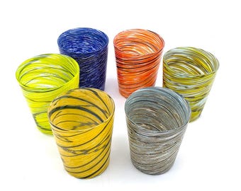 Authentic Murano Glass Tumblers Set: Venetian Handcrafted Glassware