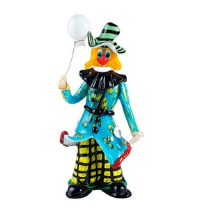 Clownsculptuur van Muranoglas met ballon - Venetiaans carnavalsdecor