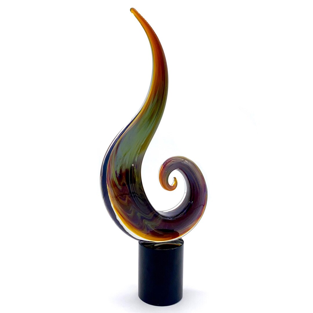 Murano Glass Statue, Abstract Shape in Chalcedony, Authentic Handmade