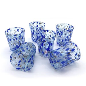 Murano glass Drinking glasses set, Blue Murano tumblers, Handmade glasses, Made in Italy glasses, Gift idea, TRADEMARK OF ORIGIN
