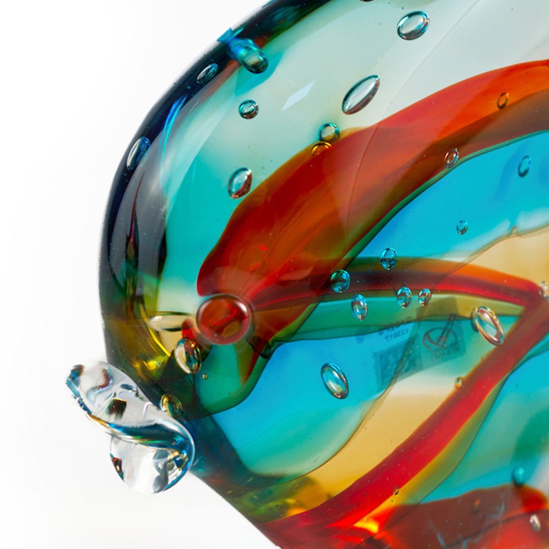 Murano Glass Fish Statue Glass Marine Sculpture Blue Fish Etsy