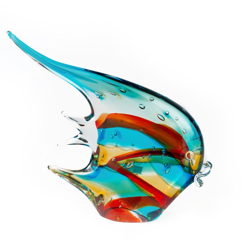 Murano Glass Fish Statue Glass Marine Sculpture Blue Fish Etsy