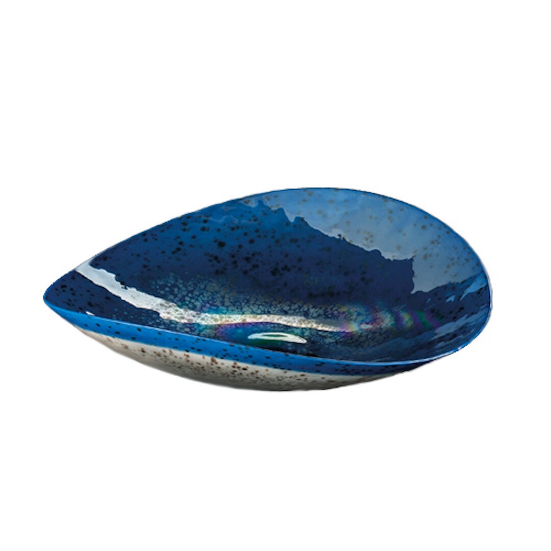 Murano Glass Plate Elegant Blue Glass Plate Decorative Bowl Decorative
