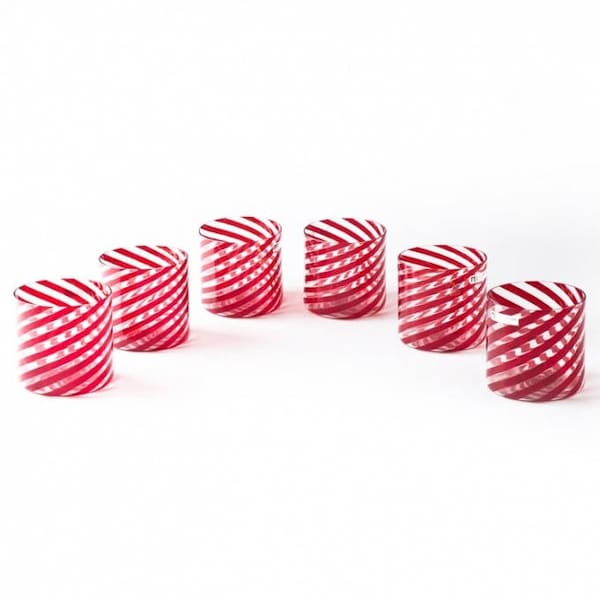 Vasos de Murano rayados hechos a mano: Vasos rojos de estilo italiano
