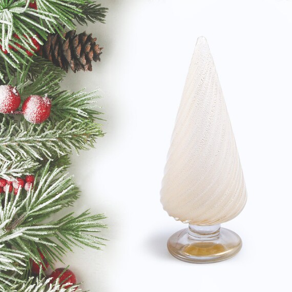 Murano ガラス製クリスマスツリー　イタリア製 希少 ムラーノガラスのクリスマスツリー彫刻｜ホワイト。クリスマスガラス