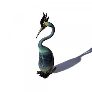 Murano Glass Bird Sculpture: Chalcedony Blown Glass Home Decor
