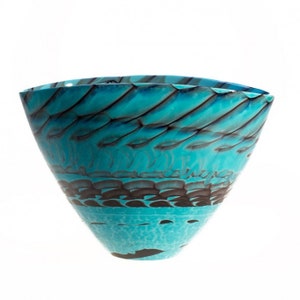 Murano Glass Vase: Turquoise Design Centerpiece Bowl