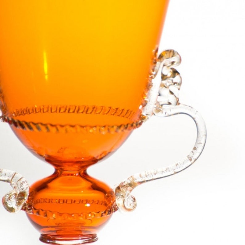 orange yellow decorative goblet Murano glass goblet TRADEMARK OF ORIGIN collectable chalice italian glass goblet handmade glass goblet