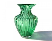 Traditional emerald green glass amphora, blown glass, venetian glass, handmade, home decor