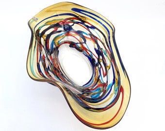 手吹き琥珀ガラスボウル モダンな装飾センターピース - Etsy 日本