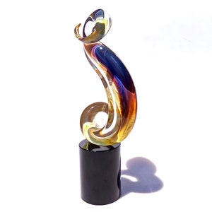 Murano Glass Chalcedony Sculpture: Abstract Blown Glass Art, Made in Italy