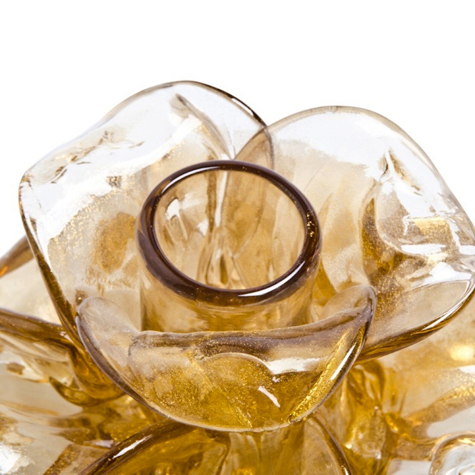 Murano Glass Candle Holder Flower Candle Holder Amber Glass Etsy