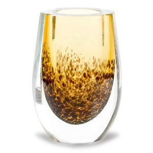 Murano Glass Decorative Vase, Amber Glass, Small Vase, Round Glass Vase, Handmade Italian Vase, Design Vase, Gift Idea, Trademark of Origin