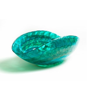 Murano Glass Bowl - Elegant Glossy Turquoise Centerpiece - Trademark of Origin Guaranteed