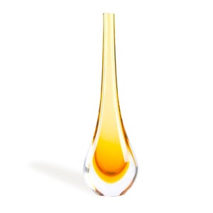 Murano Glass Decorative Vase, Amber and Tobacco Glass, Handmade Glass Vase, Tall Vase, Blown Glass Vase, Gift Idea, Trademark of Origin